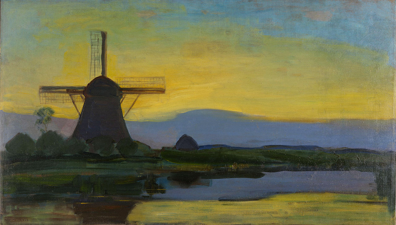 Piet Mondriaan - De Oostzijdse molen bij avond, 1907-08